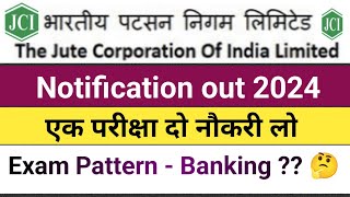 The jute cooperation of india limited notification 2024  New notification job 2024  Bank sbiIbps [upl. by Gnanmas]