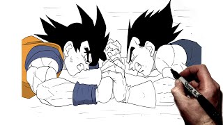 How To Draw Goku vs Vegeta  Step By Step  Dragon Ball [upl. by Alletneuq717]