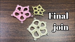 Learn final  last join  5 petal flower❤️ basic shuttle tatting tutorial [upl. by Drucy472]