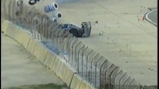 ALMS Sebring 1999 Huge crash Nielsen Van Overbeek loses wheel [upl. by Nibaj]