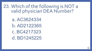 PTCB PTCE Practice Test Question 23  DEA Number Calculation Pharmacy Technician CPhT Test Prep [upl. by Aubyn]