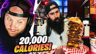 TIMTHETATMAN REACTS TO A 20000 CALORIE BURGER CHALLENGE [upl. by Silohcin]