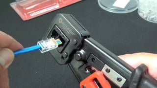 How To Crimp RJ45 Pass Through Modular Plugs w QuikThrough Crimp Tool [upl. by Llaccm]