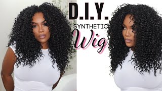 DIY  Curly Synthetic wig hack for Volume [upl. by Pia]