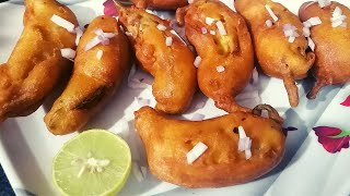 Mirchi Bajji Recipe  Stuffed Green Chilly Bajji  South Indian Snacks [upl. by Higgs880]