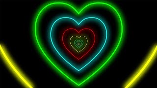 Green amp Yellow Neon Heart Tunnel with Black Screen Heart Animation  Heart Screensaver [upl. by Yaffit]