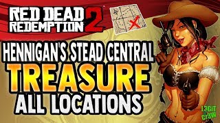 ❌ Red Dead Redemption 2 Online 💰 HENNIGANS STEAD CENTRAL Treasure Map Location All Locations RDR2 [upl. by Nimocks]