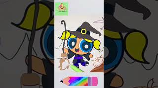 Drawing Cute Bubbles from Powerpuff Girls in Witch Halloween Costume art cute drawing [upl. by Hiett]