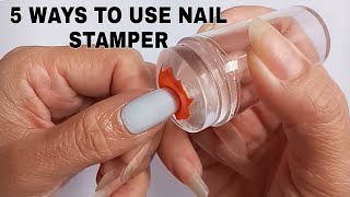 5 Different Ways of Using Nail Stamper  Easy French Manicure 2022  Nail Hacks [upl. by Yroffej374]