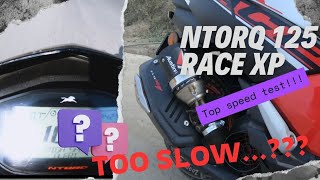 Ntorq race xp Top speed test  with 1307012 tyre  Austin Racing exhaust system on ntorq [upl. by Phenica838]