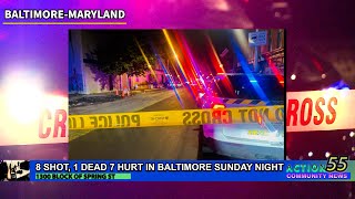 8 people shot in Baltimore one dead and 7 others hurt from mass shooting Sunday night [upl. by Arelc]