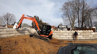 Freestanding Redi Rock retaining wall build [upl. by Airot]