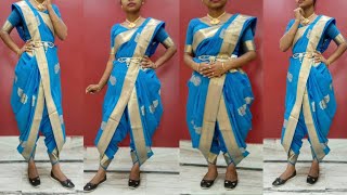 dhoti silk saree draping tutorial  how to drape dhoti saree step by step [upl. by Drofyar621]