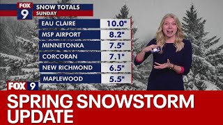 Minnesota weather Spring snowstorm update 5 am Monday [upl. by Elazaro]