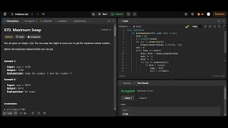 Leetcode 670 Maximum Swap [upl. by Anaihs]