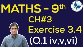 9th Class Maths solutions ch 3 Exercise 34 Q1ivvi  FAST MATHEMATICS TUTORIALS [upl. by Fonzie]