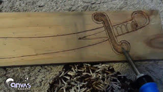 Drawing Imam Alis Sword Thulfiqar on wood  using Soldering iron Solder [upl. by Lachman]