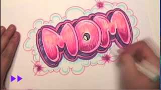 How to Draw Graffiti Letters  Write Mom in Bubble Letters  MAT [upl. by Anelle349]