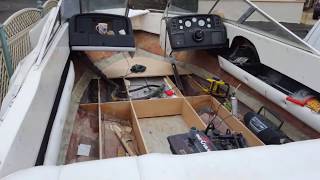 Boat deck amp floor restoration Tutorial how to fix mend and replace rotten plywood fiberglass uk [upl. by Devy]