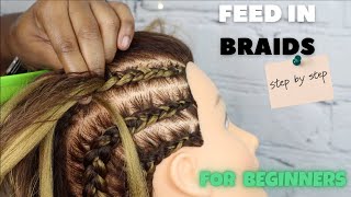 How to Do Feed In Braids for Beginners StepbyStep  Part 3 of Braiding Series [upl. by Ykcor]