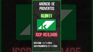 Anúncio de Proventos  KLBN11  Klabin [upl. by Lauren928]