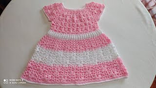 vestido rosa a crochet de 1 a 2 años [upl. by Anomer]