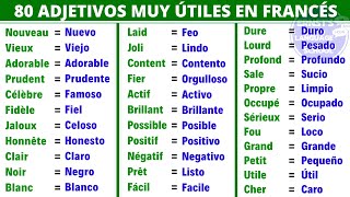 80 Adjetivos muy usados en Francés para principiantes  Aprender Francés [upl. by Auqenet]