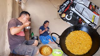 we are cooking amp having Hot spicy Current Nepali noodles after our work in the farm house [upl. by Llirrem]