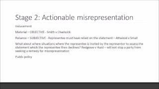 Misrepresentation  Stage 23  Contract Law [upl. by Stinky]