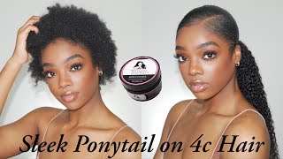 How To Sleek Down Ponytail on 4c Hair Draw String Ponytail No Heat [upl. by Serica334]