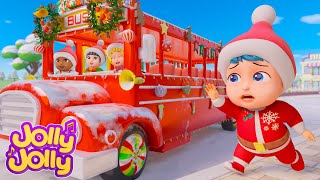 Bus Song for Christmas  Wheels on the bus  More  Jolly Jolly Nursery Rhymes [upl. by Anilram683]