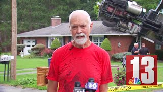 Man discusses huge crane that crashed into his North Greenbush home [upl. by Robinetta140]