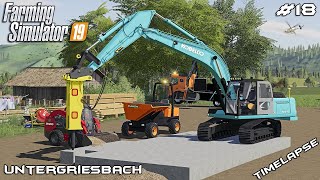 Removing foundations with KOBELCO  Lawn Care on Untergriesbach  Farming Simulator 19  Episode 18 [upl. by Neelyaj]