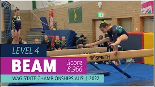 Level 4  Beam  Gymnastics State Championships 2022 [upl. by Ymarej]