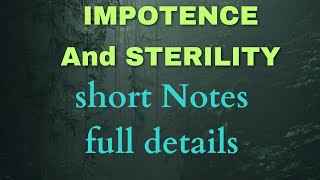 IMPOTENCE AND STERILITY  fmtCauses of Impotency  medicolegal fmt impotence sterility [upl. by Asabi]