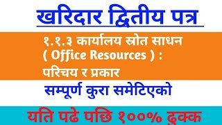 कार्यालय स्रोत साधन  Office Resources   परिचय र प्रकार l खरीदार द्वितीय पत्र l [upl. by Hajidahk335]