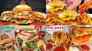 ASMR Five Guys Burgers Mukbang Compilation 4  Burgers and fries asmr  Satisfying eating sounds [upl. by Eugatnom]