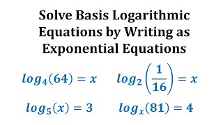 Ex 1 Solve Basic Logarithmic Equations [upl. by Ally]