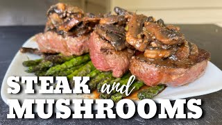 Steak and Mushrooms on the Griddle Camp Chef Steak [upl. by Bekaj]