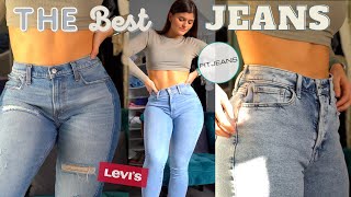 THE BEST JEANS FOR AN ATHLETICCURVY SHAPE l Levis Fitjeans Hollister l Livefitelle [upl. by Barncard]