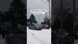 R35 GTR vs V10 R8  SNOW DRAG RACE 🚀❄️ [upl. by Navanod]