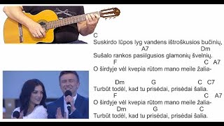 Prisedai šalia  Irūna ir Marius Jampolskis  AKORDAI RITMAS 🎸 Mokomės groti gitara [upl. by Ayr]