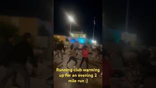 Running club warming up for an evening 2 mile run [upl. by Uy46]