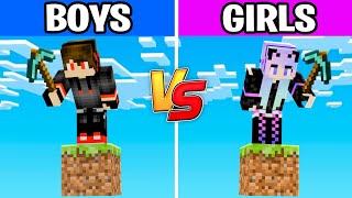 Girls vs Boys on One Minecraft Block [upl. by Torin]