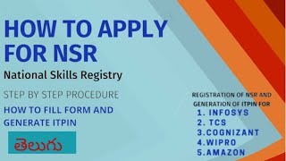 How to apply for NSR NATIONAL SKILLS REGISTRY for Infosys in TELUGU  registration process [upl. by Koralle]