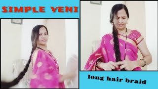 long hair braid hairstyle 👌किती छान दिसते लांब लचक वेणी 😇hair combing [upl. by Anneyehc890]