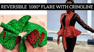 How to make a 1080 Degrees flare with Crinoline DIY Reversible 1080 degree peplum with Crinoline [upl. by Hanshaw726]