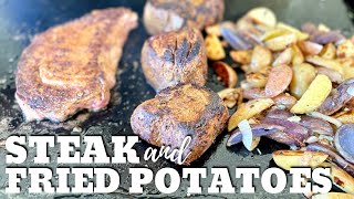 Steak and Fried Potatoes on the Griddle [upl. by Erda236]