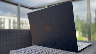 Triple Black Damascus on M3 Macbook Air 15  dbrand skin installation and showcase [upl. by Atinram]