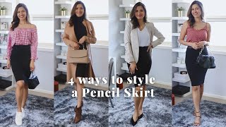 4 ways to wear a Pencil Skirt  Simplymadhoo  Work outfit  Meeting outfit  Casual style [upl. by Harvey]